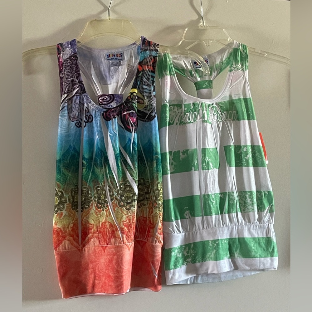 Pastel & Multicolored Virginia Beach Tank Top Shirt SET - Girls Size 6-6X